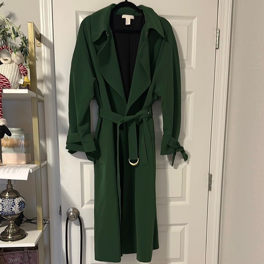 H &M Green Trench Coat with Belt